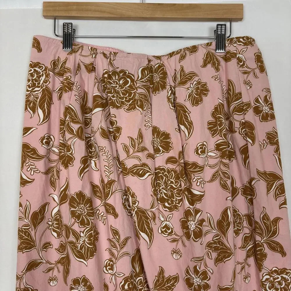 NWT Lane Bryant Pink and Brown Floral Midi Skirt Size: 14 - Picture 4 of 8